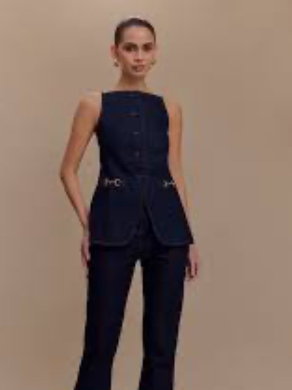Meshki Navy Denim Capri Pants